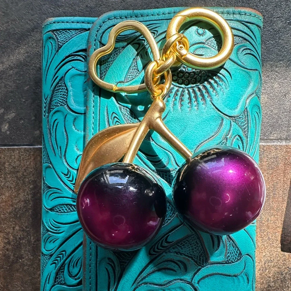 Cherry Bag Charm keychain large nip ombre